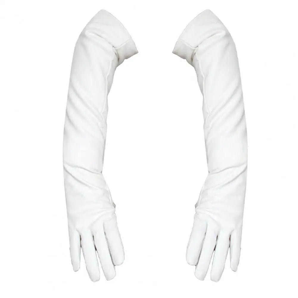 Full Finger Windproof Faux Leather Dress Gloves – Long Arm Elegant Style - InspiredGrabs.com
