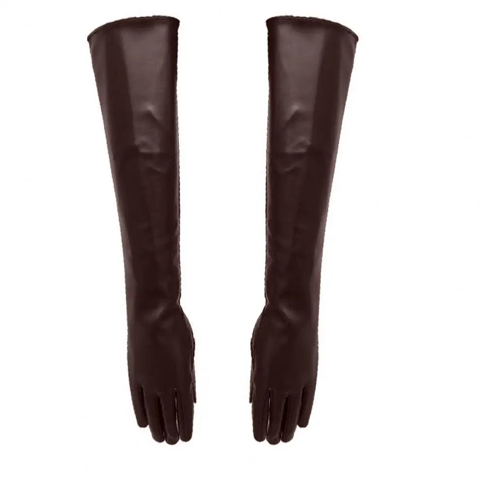 Full Finger Windproof Faux Leather Dress Gloves – Long Arm Elegant Style - InspiredGrabs.com