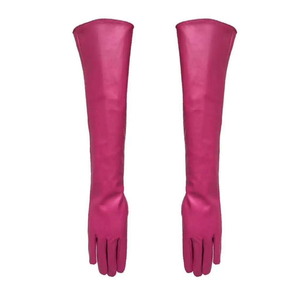 Full Finger Windproof Faux Leather Dress Gloves – Long Arm Elegant Style - InspiredGrabs.com