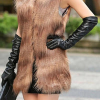 Thumbnail for Full Finger Windproof Faux Leather Dress Gloves – Long Arm Elegant Style - InspiredGrabs.com