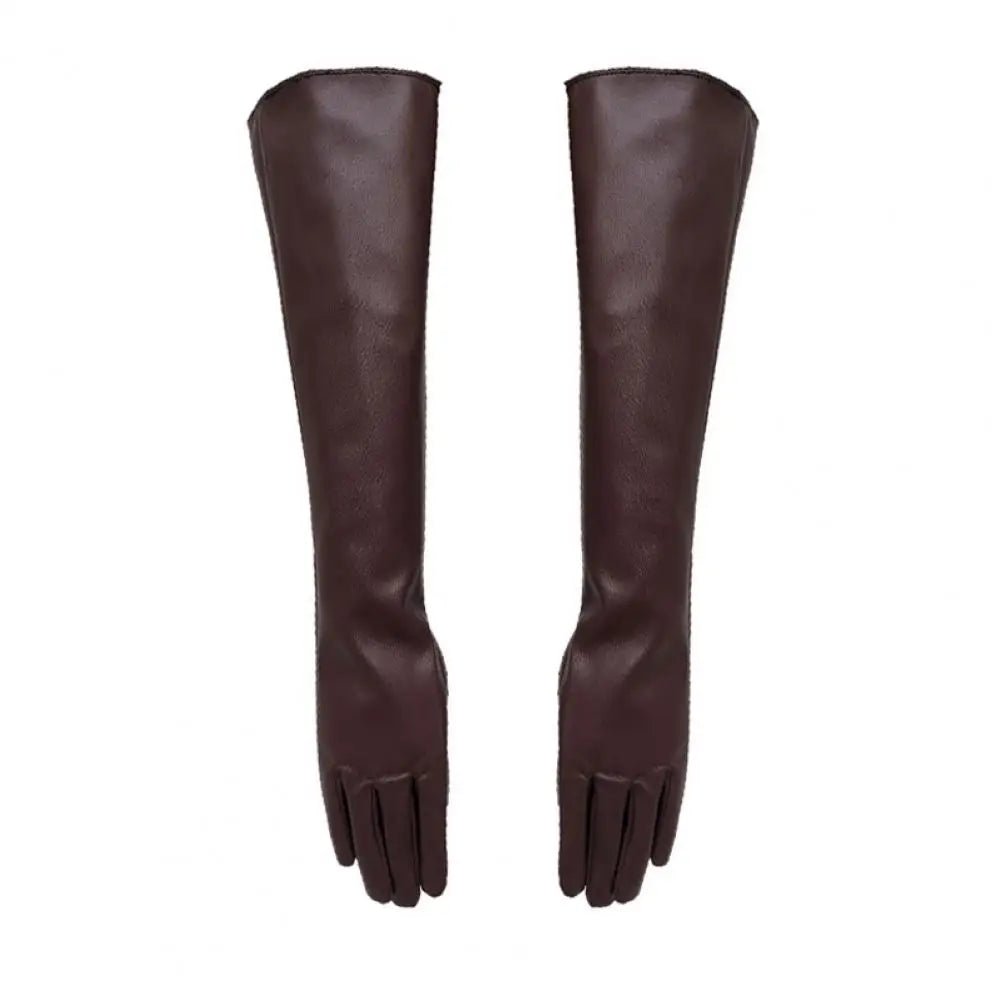 Full Finger Windproof Faux Leather Dress Gloves – Long Arm Elegant Style - InspiredGrabs.com