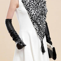 Thumbnail for Full Finger Windproof Faux Leather Dress Gloves – Long Arm Elegant Style - InspiredGrabs.com
