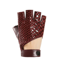 Thumbnail for Genuine Leather Half - Finger Snake Skin Gloves – Stylish Biker & Fashion Wear - InspiredGrabs.com