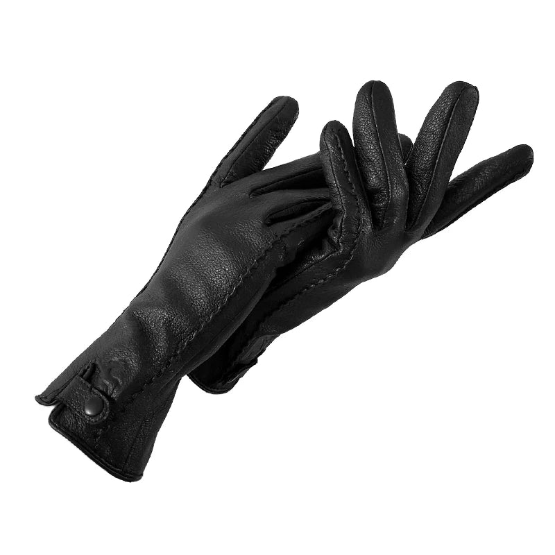 Genuine Leather Rabbit Fur Winter Gloves for Women – Warm & Elegant - InspiredGrabs.com