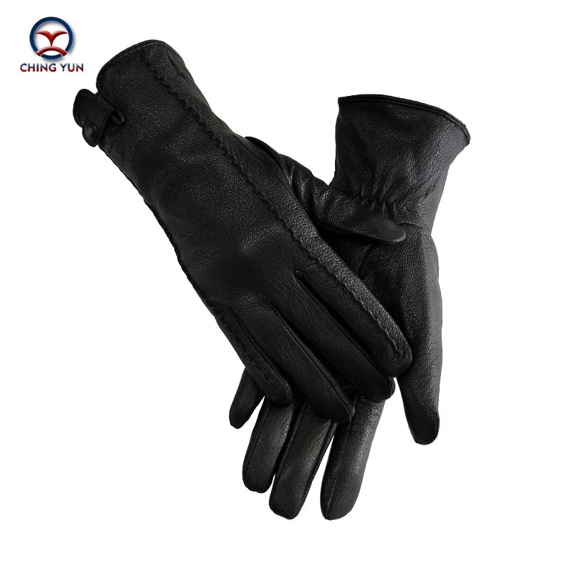 Genuine Leather Rabbit Fur Winter Gloves for Women – Warm & Elegant - InspiredGrabs.com