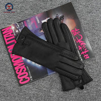 Thumbnail for Genuine Leather Rabbit Fur Winter Gloves for Women – Warm & Elegant - InspiredGrabs.com