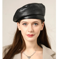 Thumbnail for Genuine Leather Unisex Beret Hat – Stylish Classic Cap - InspiredGrabs.com