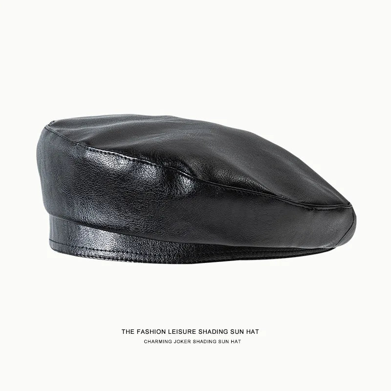 Genuine Leather Unisex Beret Hat – Stylish Classic Cap - InspiredGrabs.com