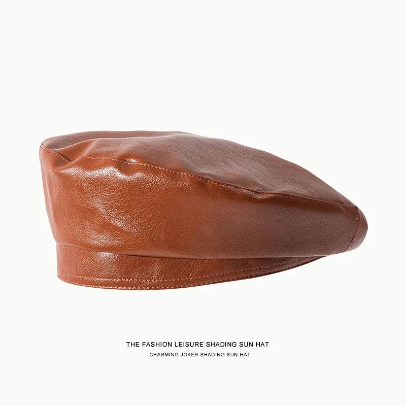 Genuine Leather Unisex Beret Hat – Stylish Classic Cap - InspiredGrabs.com