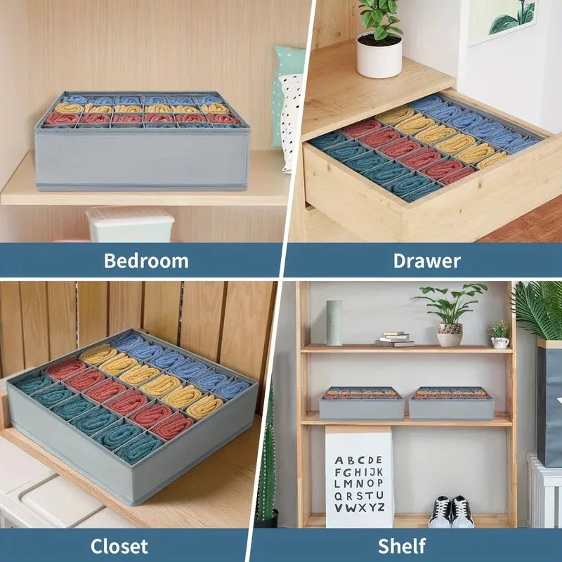 Gray 24-Compartment Foldable Drawer Organizer, Small - InspiredGrabs.com