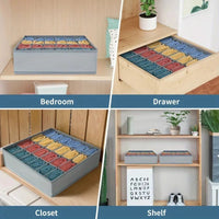 Thumbnail for Gray 24-Compartment Foldable Drawer Organizer, Small - InspiredGrabs.com