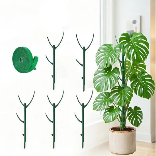 Green Stackable Plant Supports, 5 Stakes with Plant Tie - InspiredGrabs.com