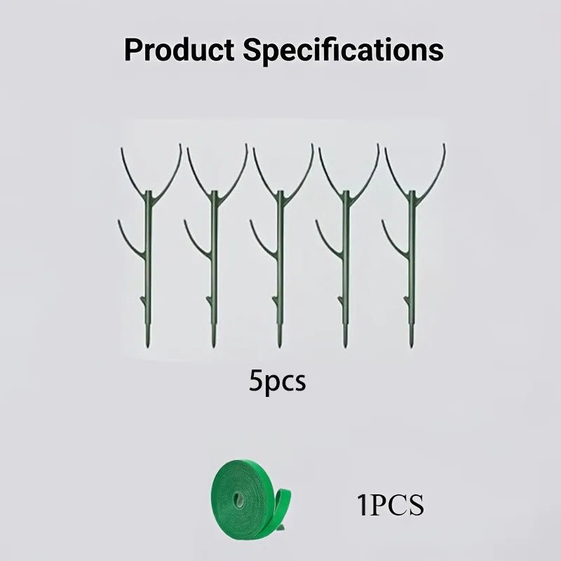 Green Stackable Plant Supports, 5 Stakes with Plant Tie - InspiredGrabs.com
