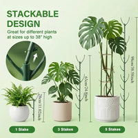 Thumbnail for Green Stackable Plant Supports, 5 Stakes with Plant Tie - InspiredGrabs.com