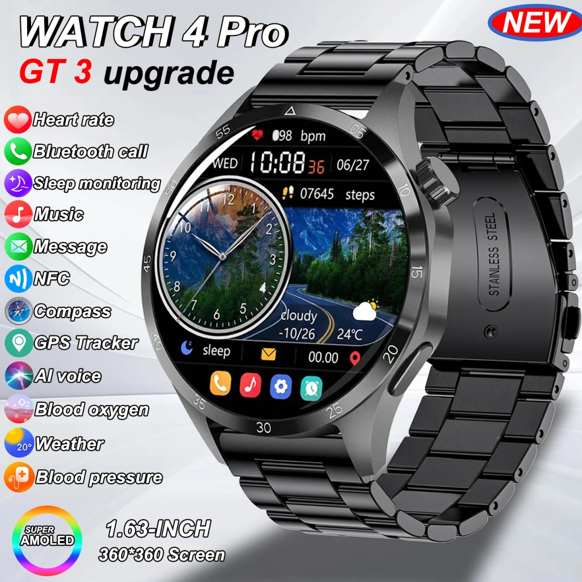 GT4 Pro GPS Sports Smartwatch for Men & Women - InspiredGrabs.com