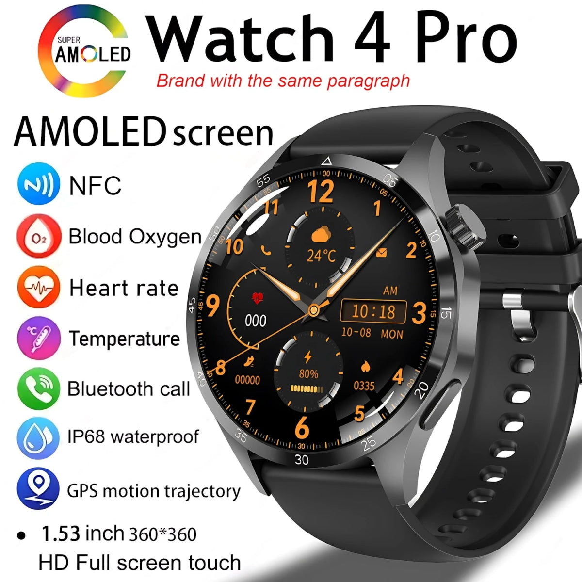 GT4 Pro Smartwatch: GPS, NFC & IP68 Waterproof - InspiredGrabs.com