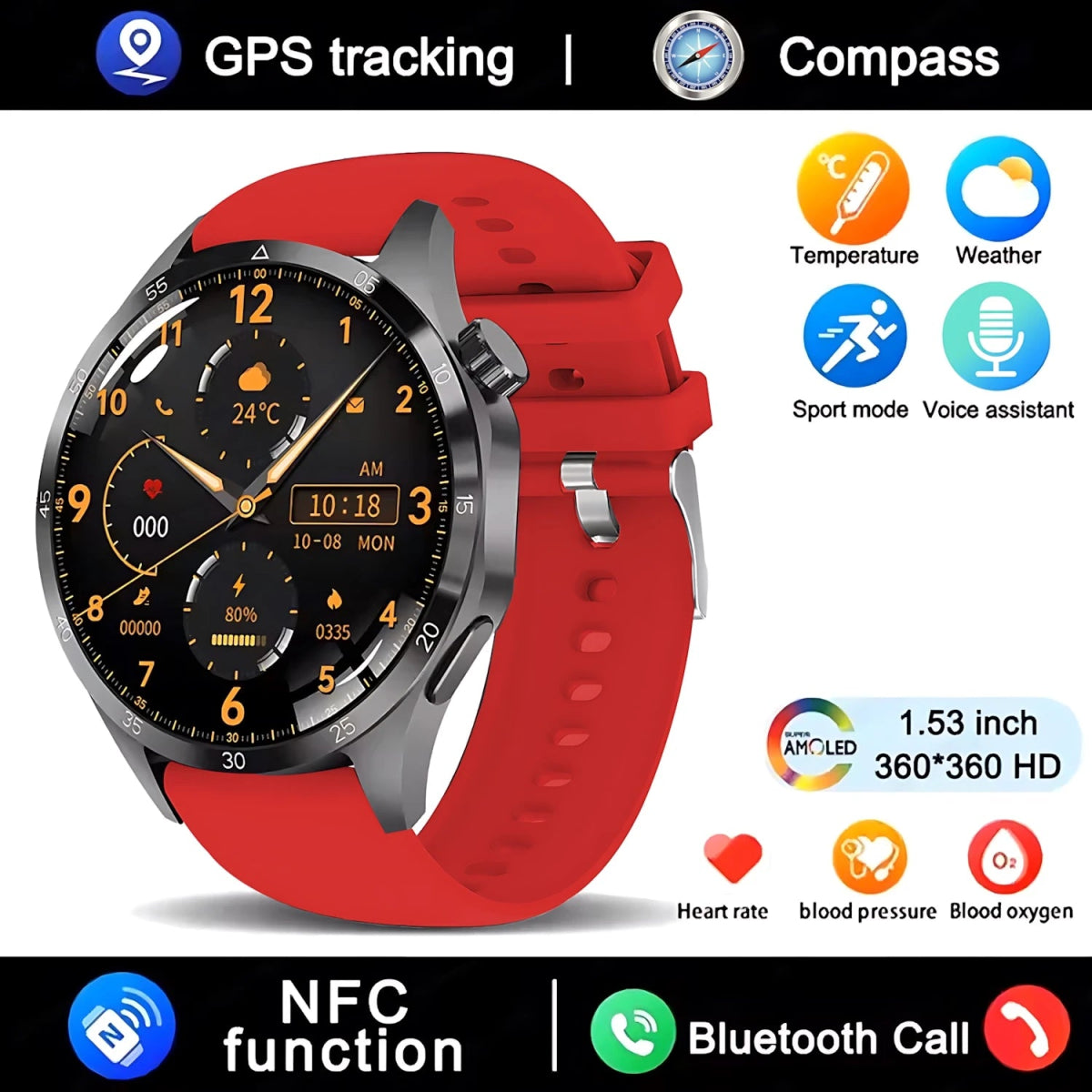 GT4 Pro Smartwatch: GPS, NFC & IP68 Waterproof - InspiredGrabs.com