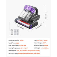 Thumbnail for Handheld Mattress Vacuum Cleaner with HEPA Filter & UV Cleaning - InspiredGrabs.com