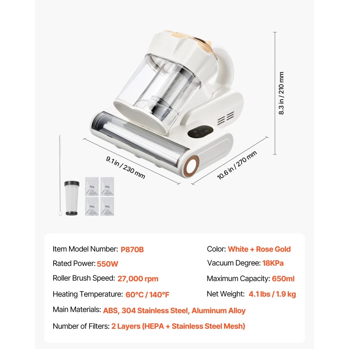 Handheld Mattress Vacuum Cleaner with HEPA Filter & UV Cleaning - InspiredGrabs.com