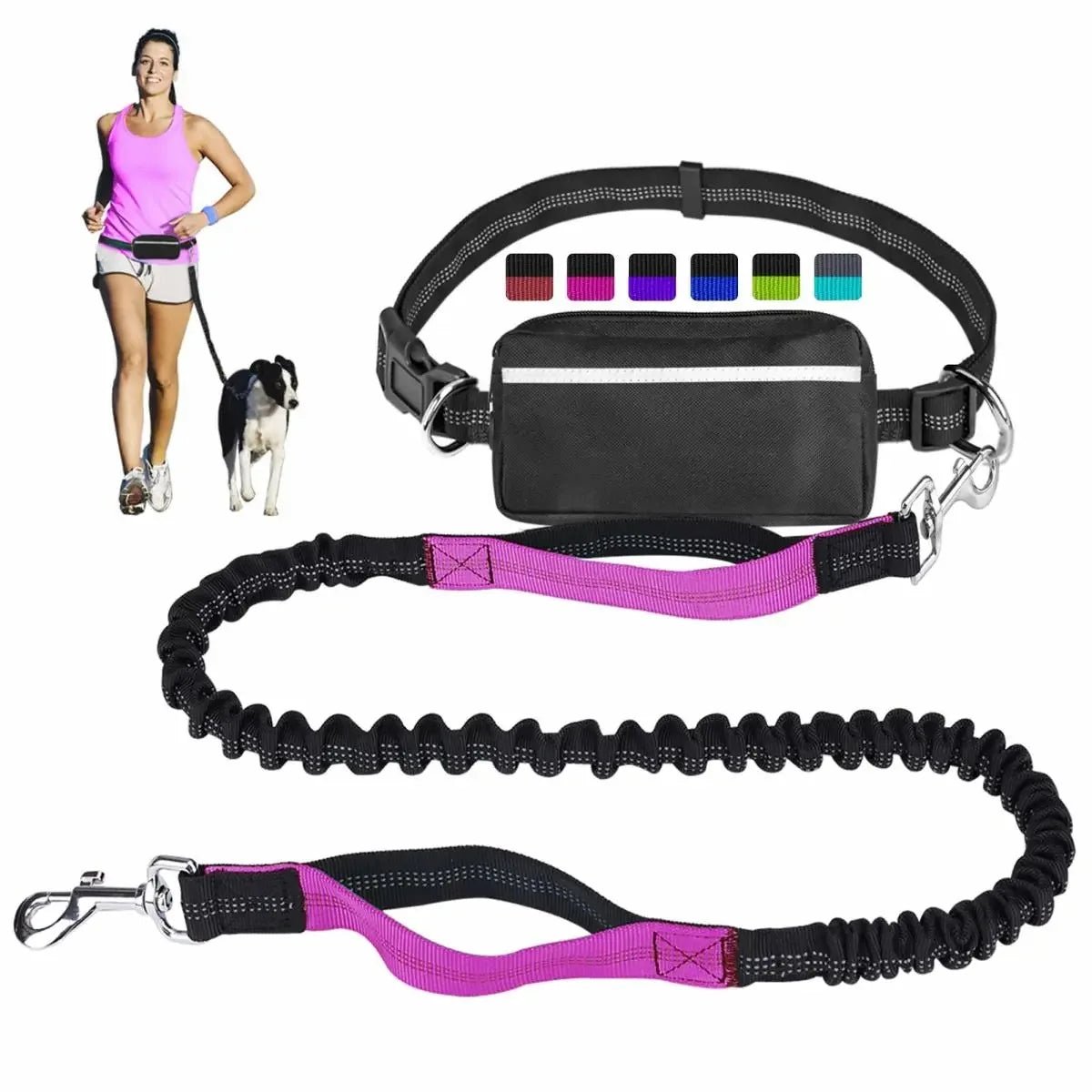 Hands - Free Dog Running Leash with Adjustable Waist Bag - InspiredGrabs.com