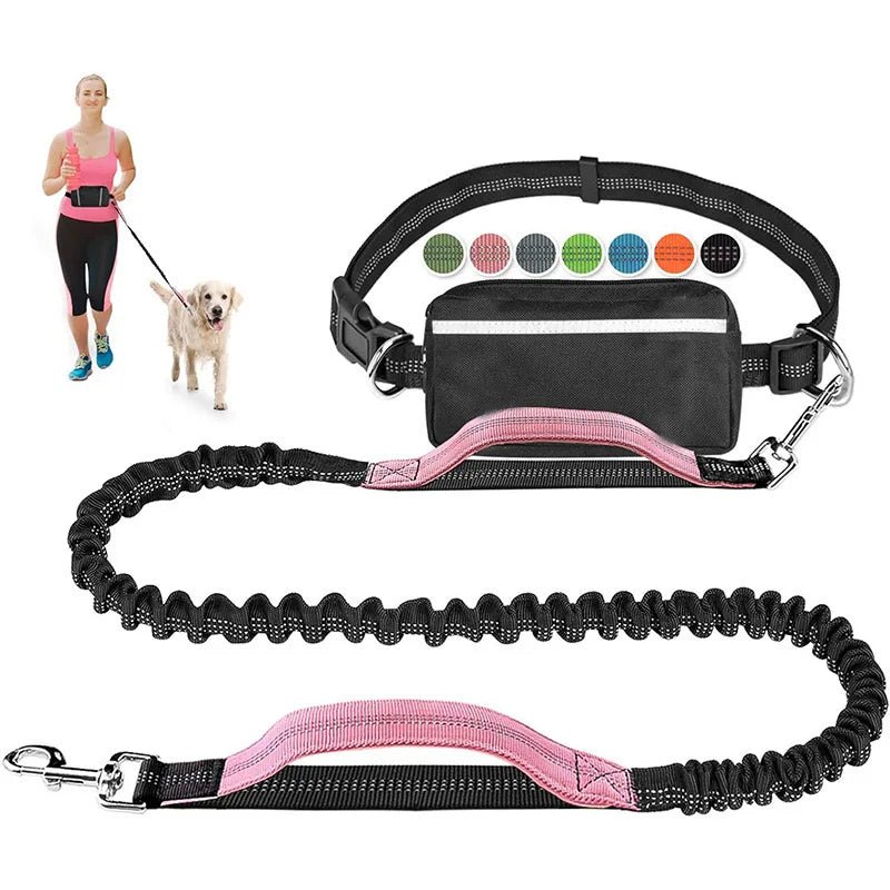 Hands - Free Dog Running Leash with Adjustable Waist Bag - InspiredGrabs.com