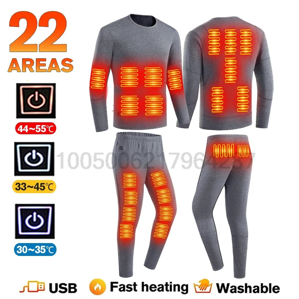 Heated Thermal Underwear Set – 28 - Area Heating for Men & Women - InspiredGrabs.com