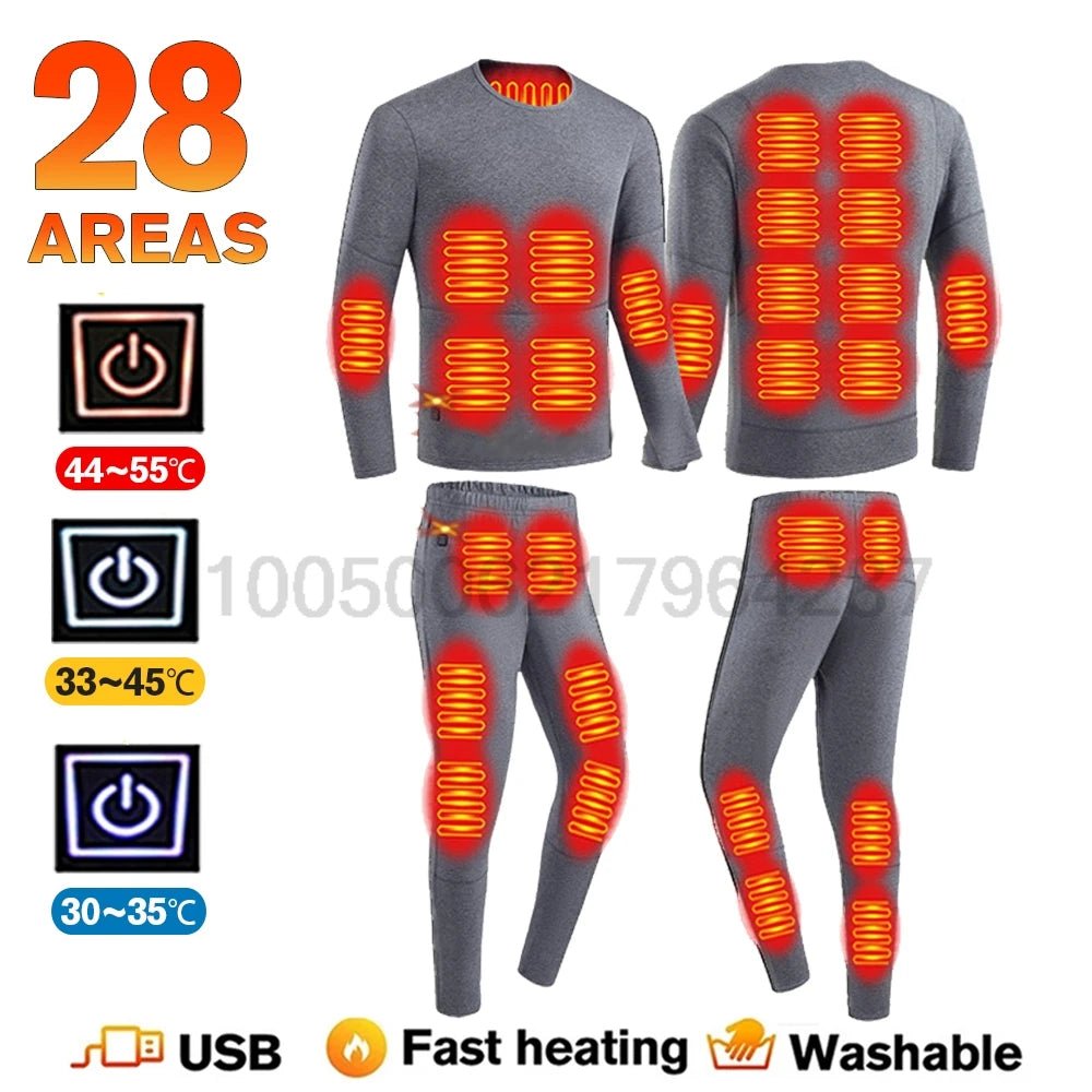 Heated Thermal Underwear Set – 28 - Area Heating for Men & Women - InspiredGrabs.com