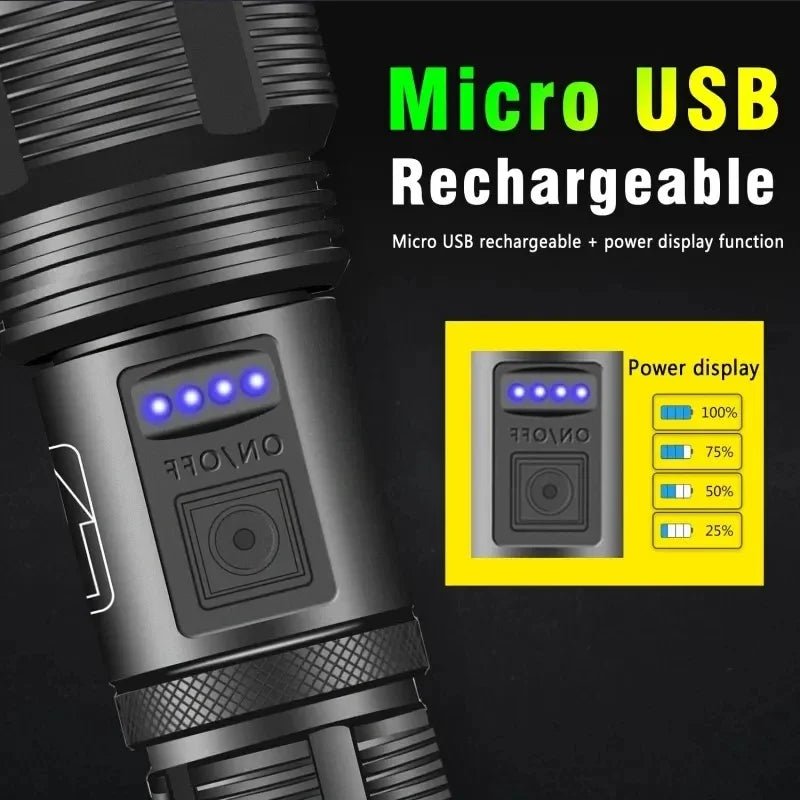 High Power XHP70 Rechargeable LED Flashlight - InspiredGrabs.com