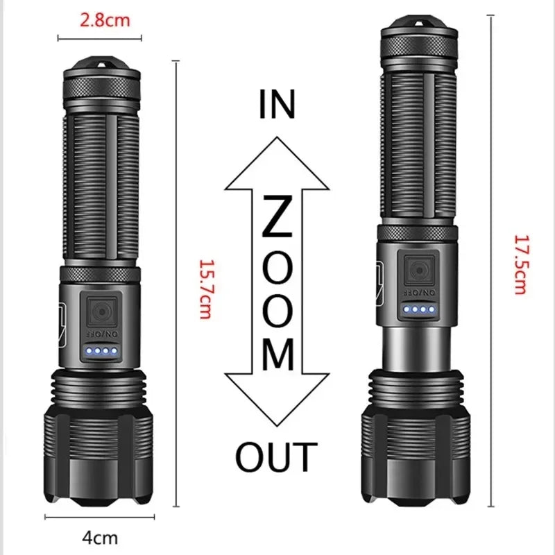 High Power XHP70 Rechargeable LED Flashlight - InspiredGrabs.com