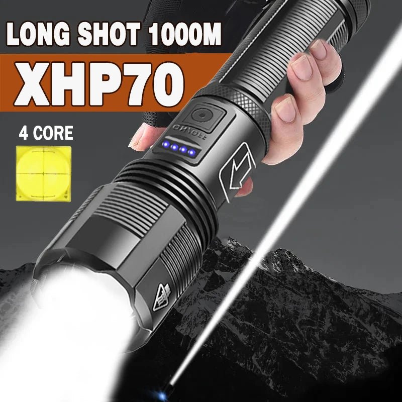 High Power XHP70 Rechargeable LED Flashlight - InspiredGrabs.com