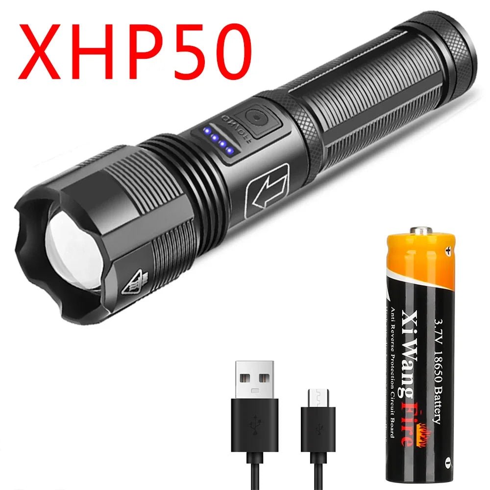 High Power XHP70 Rechargeable LED Flashlight - InspiredGrabs.com