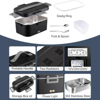 Thumbnail for HOMEFISH 1.8 L Electric Lunch Box for Car, Truck & Home – 75 W Food Warmer with Stainless Steel Container - InspiredGrabs.com