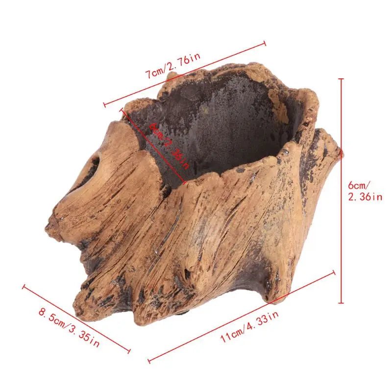 Imitation Wood Cement Succulent Planter – Indoor Outdoor Bonsai Pot - InspiredGrabs.com