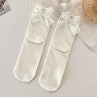 Thumbnail for Japanese JK Sweet Bowknot Tied Middle Tube Socks Women Heel Bow Socks Casual Black White Pile Socks Girls Sports Cotton Socks - InspiredGrabs.com