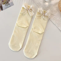 Thumbnail for Japanese JK Sweet Bowknot Tied Middle Tube Socks Women Heel Bow Socks Casual Black White Pile Socks Girls Sports Cotton Socks - InspiredGrabs.com