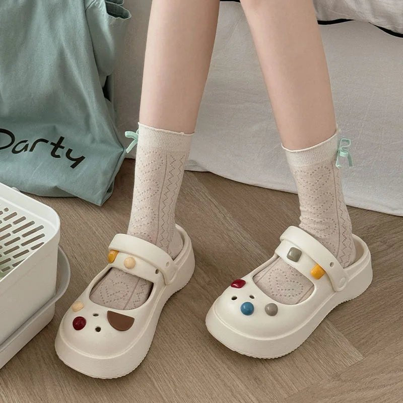 Japanese JK Sweet Bowknot Tied Middle Tube Socks Women Heel Bow Socks Casual Black White Pile Socks Girls Sports Cotton Socks - InspiredGrabs.com