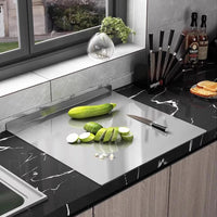 Thumbnail for Large Stainless Steel L - Shaped Dual - Sided Kitchen Chopping Board - InspiredGrabs.com