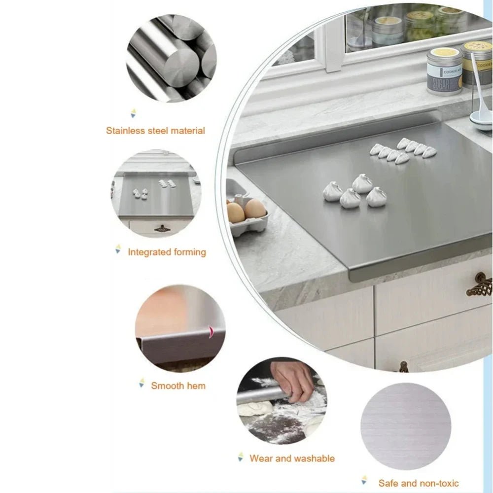 Large Stainless Steel L - Shaped Dual - Sided Kitchen Chopping Board - InspiredGrabs.com