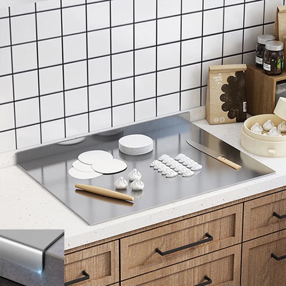 Large Stainless Steel L - Shaped Dual - Sided Kitchen Chopping Board - InspiredGrabs.com