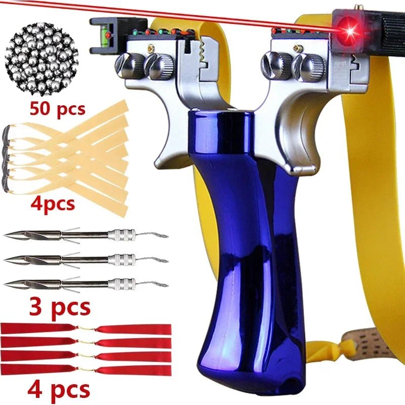 Laser - Assisted Aiming Slingshot with Double Screw Fast Compression for Outdoor Hunting, Shooting, Fishing, and Accessories - InspiredGrabs.com