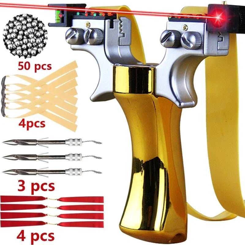 Laser - Assisted Aiming Slingshot with Double Screw Fast Compression for Outdoor Hunting, Shooting, Fishing, and Accessories - InspiredGrabs.com