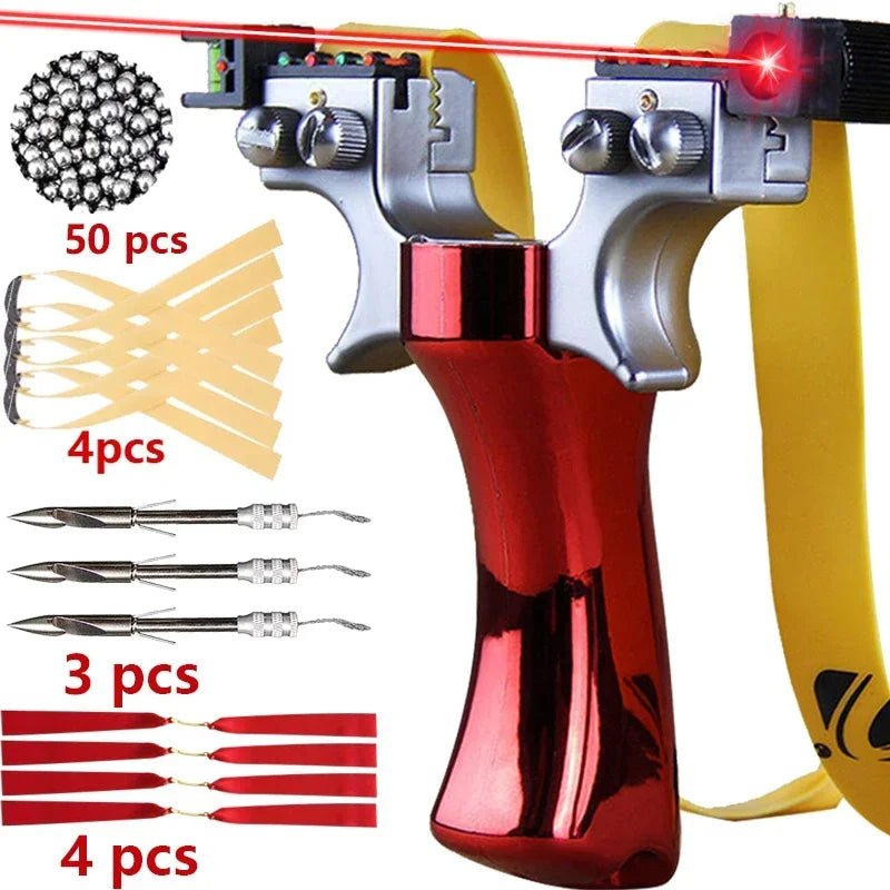 Laser - Assisted Aiming Slingshot with Double Screw Fast Compression for Outdoor Hunting, Shooting, Fishing, and Accessories - InspiredGrabs.com