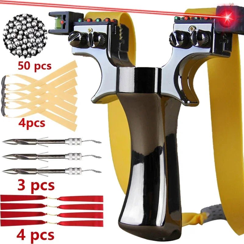 Laser - Assisted Aiming Slingshot with Double Screw Fast Compression for Outdoor Hunting, Shooting, Fishing, and Accessories - InspiredGrabs.com