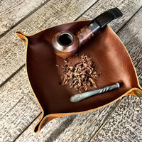 Thumbnail for Leather Foldable Tobacco Rolling Tray – Portable Valet for Pipe Tools - InspiredGrabs.com