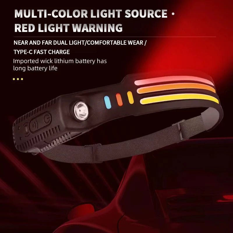 LED Headlamp with Motion Sensor & Multi - Color Lighting - InspiredGrabs.com