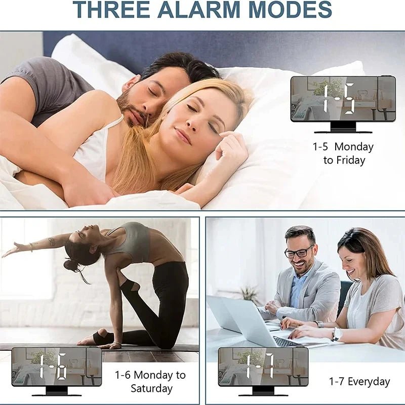 LED Projection Alarm Clock with Timer & Snooze - InspiredGrabs.com