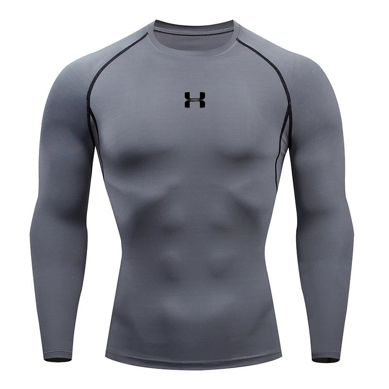 Men’s Compression Running Long Sleeve T-Shirt – Performance Athletic Base Layer - InspiredGrabs.com