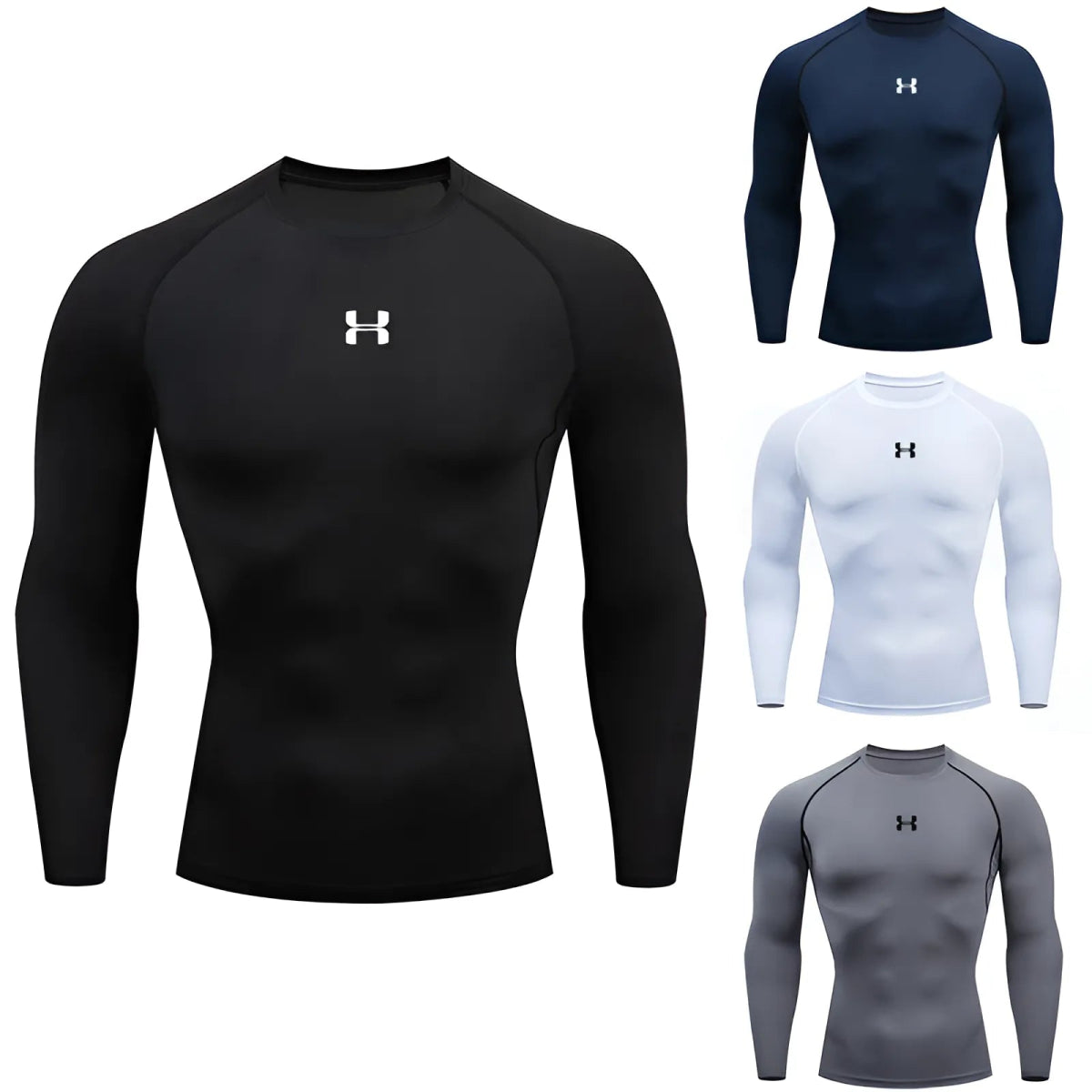 Men’s Compression Running Long Sleeve T-Shirt – Performance Athletic Base Layer - InspiredGrabs.com
