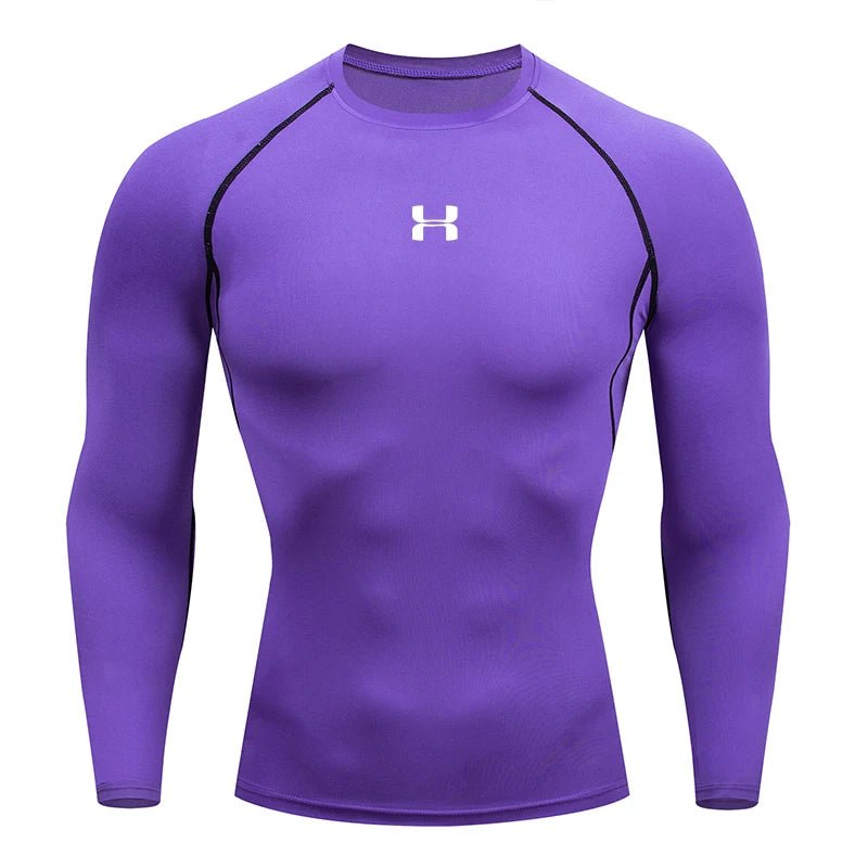 Men’s Compression Running Long Sleeve T-Shirt – Performance Athletic Base Layer - InspiredGrabs.com