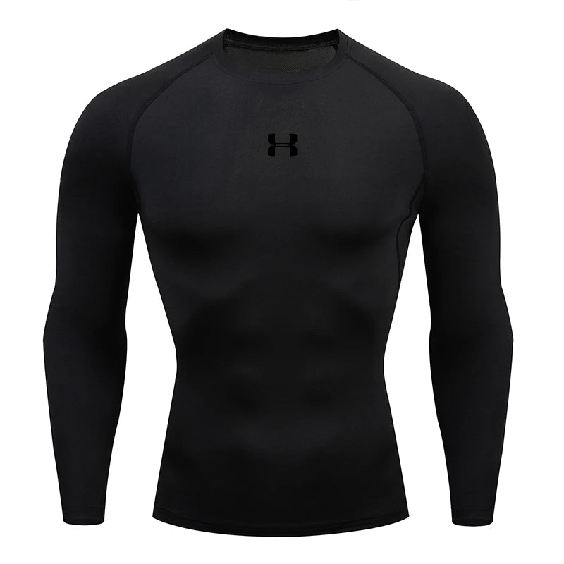 Men’s Compression Running Long Sleeve T-Shirt – Performance Athletic Base Layer - InspiredGrabs.com